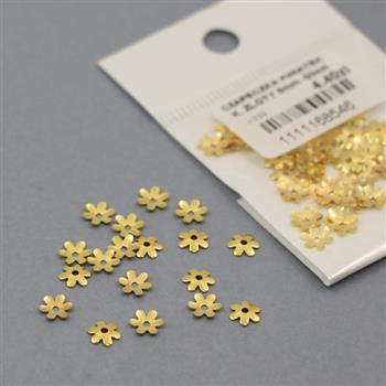 Czapeczka metalowa kwiatek złoty 6,5mm [50szt]
