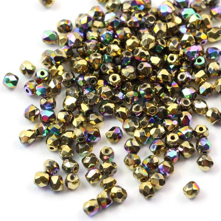 Fire Polish 3mm Crystal Glittery Amber [40szt]