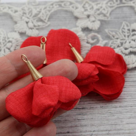 Ozdobny kwiatek w tulejce czerwony 50mm