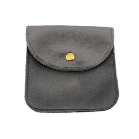 Welurowa torebka kieszonka z zatrzaskiem grafitowa 10x10cm