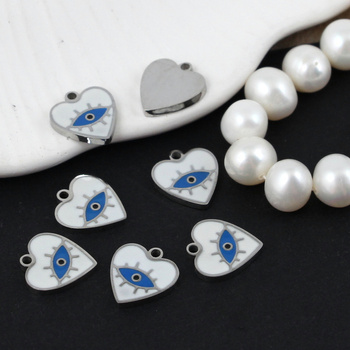 Zawieszka stal szlachetna emaliowana serce oko proroka 10mm