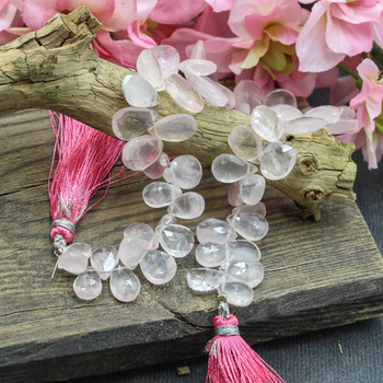 Kwarc różowy łezka briolette fasetowana 11x7mm [3szt]