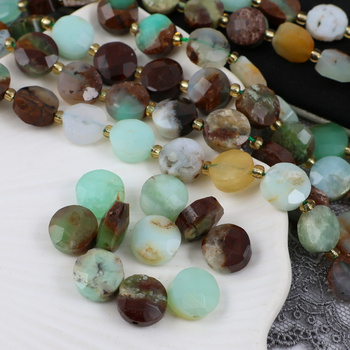 Chryzopraz moneta fasetowana 10mm