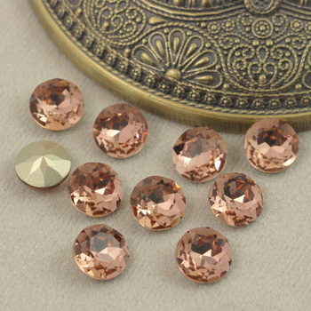 Kaboszon szklany moneta stożkowa fasetowana chaton Vintage Rose 10mm