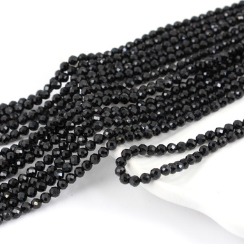 Turmalin czarny kula fasetowana 3mm [sznur 39cm]