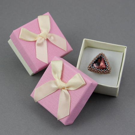 Pudełko ozdobne róż/krem "PASTEL" 5x5x3,5cm