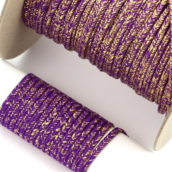 Sznurek sutasz POLSKI 3mm purpurowy + złoty [1metr]