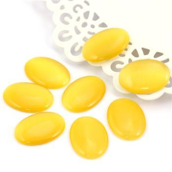 Kaboszon kocie oko owal żółty 25x18mm