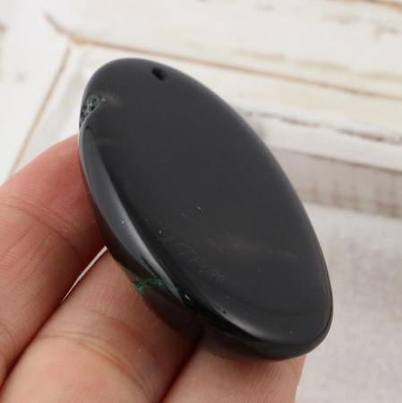 Agat zawieszka owal zielony 56x37mm