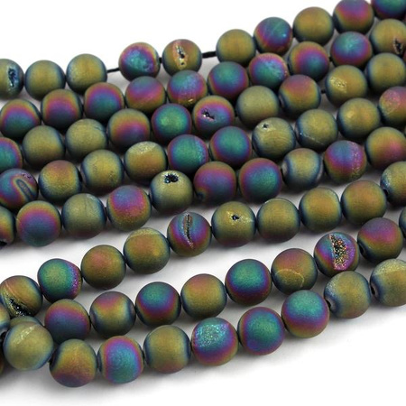 Agat rainbow z druzą platerowany kula 10mm