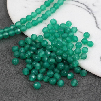 Agat brazylijski kula fasetowana zielona 4mm [10szt]