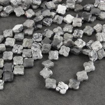 Jaspis srebrny koniczyna fasetowana 12mm