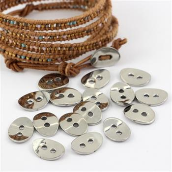 Guzik owalny zapięcie stal szlachetna 14x10mm