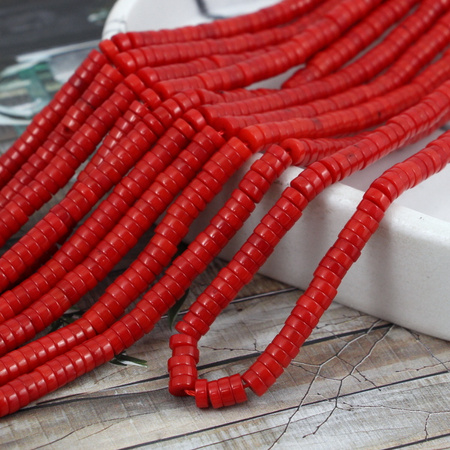 Koral ceglany dysk 5x2mm [1/2 sznura ok. 95szt]