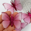 Motylki z organzy z brokatem różowe 50x40mm [2szt]