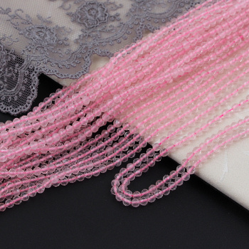 Kwarc różowy kula fasetowana 3,5mm [sznur 38cm]