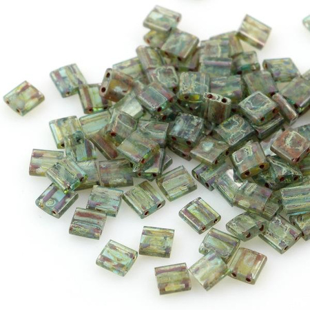 Miyuki Tila Beads 5x5x1,9mm Picasso Transp Olivine [30szt]