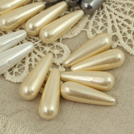 Perła seashell kropla kremowa 30x10mm