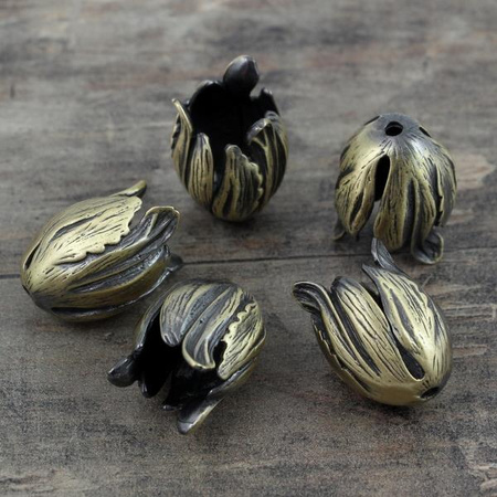 Przekładka tulipan antyczny mosiądz 22x16mm