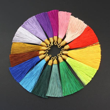 Chwost wiskozowy w czapeczce szafirowy 80x10mm