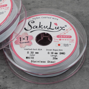 Japońska linka stalowa jubilerska SakuLux 7-splotowa White 0,30mm [szpula 30m]