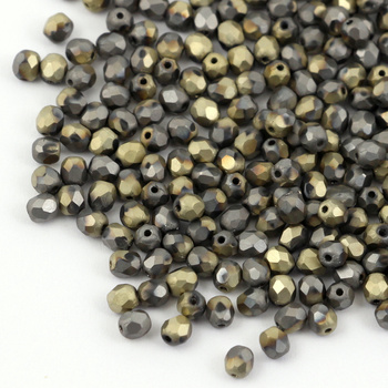 Fire Polish 4mm Crystal Glittery Amber Matted [40szt]