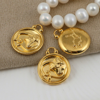 Zawieszka stal szlachetna pozłacana znaki zodiaku Panna 17mm