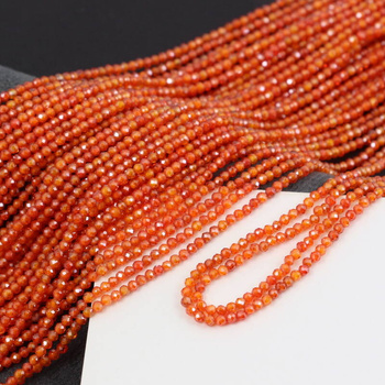 Cyrkonia kula fasetowana pomarańczowa 2mm [sznur 37cm]