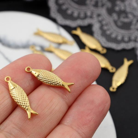 Zawieszka ryba stal szlachetna złota 21x6mm