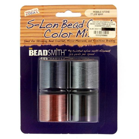 Nici nylonowe S-Lon bead cord PEBBLE STONE MIX 0,5mm/70m [4szt]