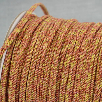 Sznurek sutasz prążkowany 4mm metalizowany rudozłoty [1metr]