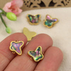 Łącznik motyl z muszlą paua stal szlachetna pozłacana PVD 11x10mm