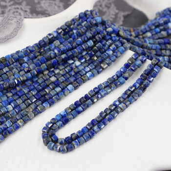 Lapis lazuli kostka fasetowana 3mm [sznur 38cm]