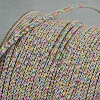 Sznurek sutasz prążkowany 4mm metalizowany tęczowy [1metr]