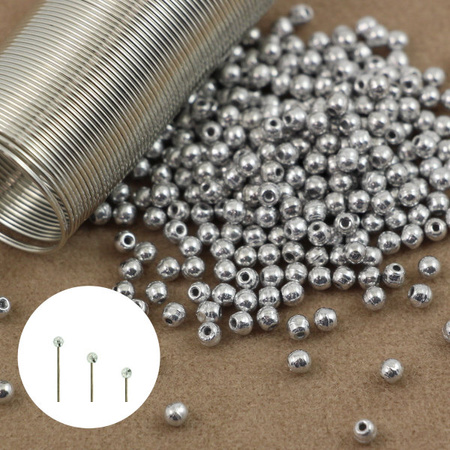 Finial Half-Drilled Round Bead 2mm Silver [40szt]