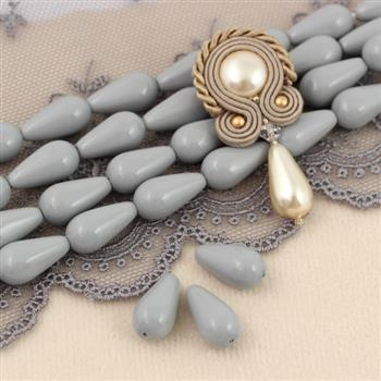 Preciosa Nacre Pear Ceramic Grey 15x8mm [2szt]