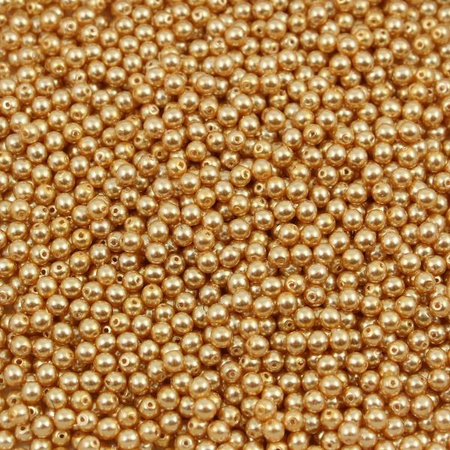 Round Beads Alabaster Pearl Gold 3mm [50szt]