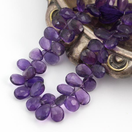 Ametyst łezka fasetowana 10-13x8mm