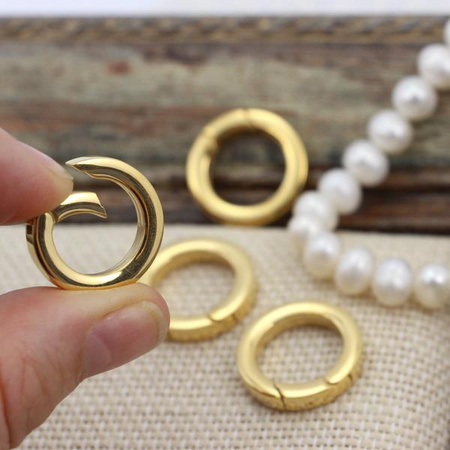 Zapięcie ring do naszyjników stal szlachetna pozłacana 14mm