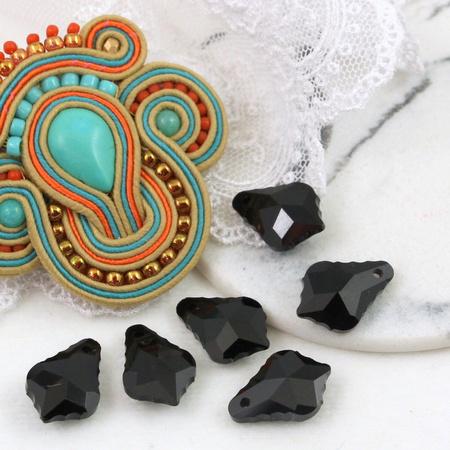 Kryształek szklany łezka barokowa fasetowana jet 16x11mm