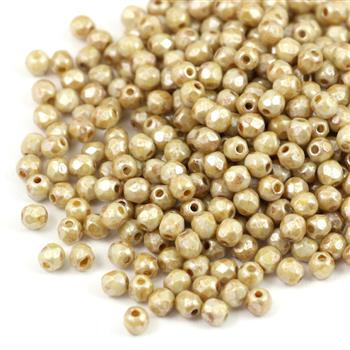 Fire Polish 3mm Alabaster Ivory Spotted [40szt]