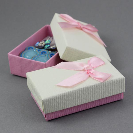 Pudełko ozdobne krem/róż "PASTEL" 8x5x2,5cm