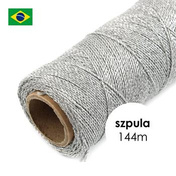 Sznurek do makramy brazylijski woskowany Metallic Silver 1mm [szpula 144m]