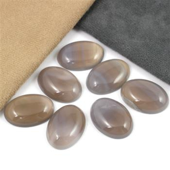 Kaboszon agat szary owal 25x18mm