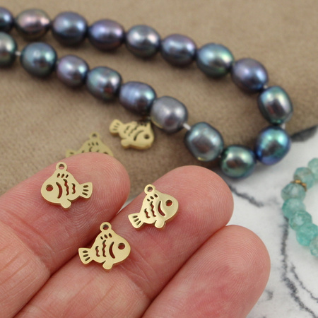 Zawieszka ryba stal szlachetna pozłacana PVD 9mm