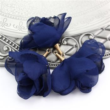 Szyfonowy kwiatek w tulejce granatowy 80mm
