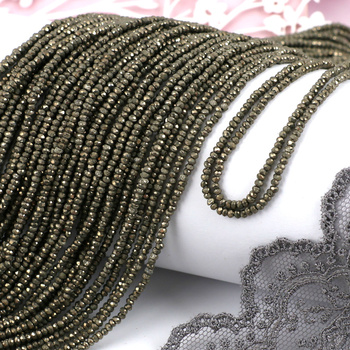 Piryt złoty oponka fasetowana 2x1mm [sznur 39cm]