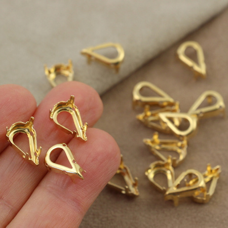 Oprawa do przyszywania - koszyczek złota łezka 13x8mm