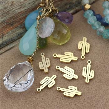 Zawieszka kaktus stal szlachetna pozłacana PVD 12x5,5mm