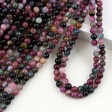 Turmalin wielobarwny kula gładka 4,5mm [sznur 39cm]